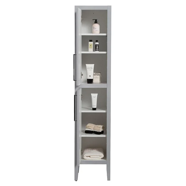 Montrose Dove Grey Tall Storage Unit With Chrome Handles 3 Montrose Dove Grey Tall Storage Unit With Chrome Handles