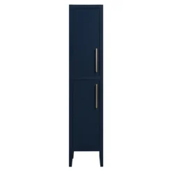 Montrose Indigo Blue Tall Storage Unit With Brushed Brass Handles -Duravit Bathroom Shop mtumibb d1