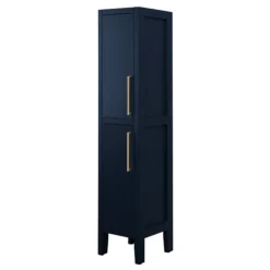 Montrose Indigo Blue Tall Storage Unit With Brushed Brass Handles -Duravit Bathroom Shop mtumibb l