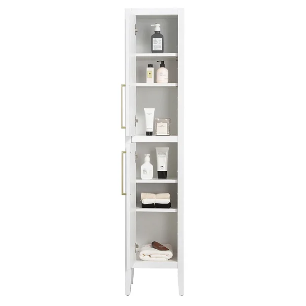 Montrose White Tall Storage Unit With Brushed Brass Handles 5 Montrose White Tall Storage Unit With Brushed Brass Handles - Image 3