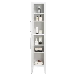 Montrose White Tall Storage Unit With Chrome Handles -Duravit Bathroom Shop mtumwcp d1