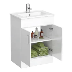 Toreno Vanity Sink With Cabinet - 600mm Modern High Gloss White -Duravit Bathroom Shop mv600 n d1