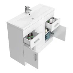 Toreno Basin Unit - 1000mm Modern High Gloss White With Mid Edged Basin -Duravit Bathroom Shop mvme1000 d1