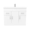 Toreno Basin Unit - 1000mm Modern High Gloss White With Mid Edged Basin -Duravit Bathroom Shop mvme1000 d2