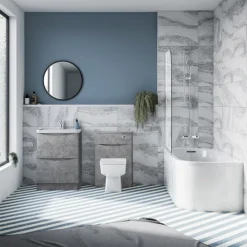 Monza Concrete Effect 500mm Wide Floor Standing Vanity Unit -Duravit Bathroom Shop mz6cnfs1 d2