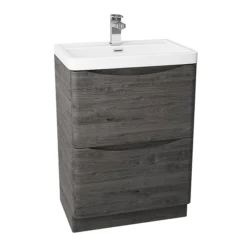 Monza Graphite Oak 600mm Wide Floor Standing Vanity Unit