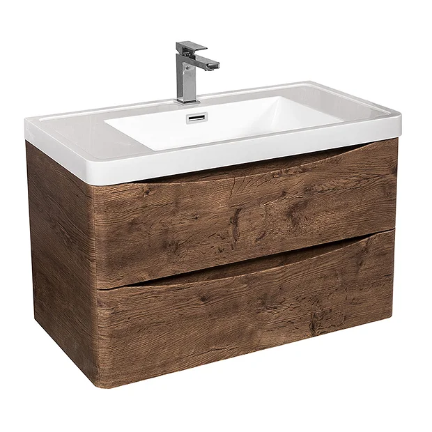 Monza Chestnut 750mm Wide Wall Mounted Vanity Unit 3 Monza Chestnut 750mm Wide Wall Mounted Vanity Unit