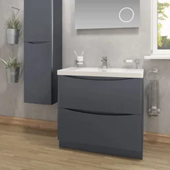 Monza Matt Grey 900mm Wide Floor Standing Vanity Unit -Duravit Bathroom Shop mz9mgfs1d1