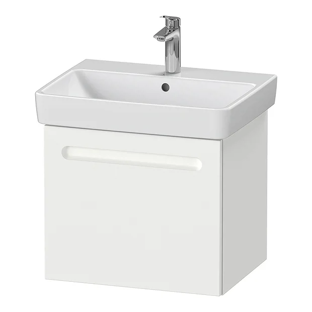 Duravit No.1 600mm White Matt 1-Drawer Wall Mounted Vanity Unit With Basin 4 Duravit No.1 600mm White Matt 1-Drawer Wall Mounted Vanity Unit With Basin - Image 2