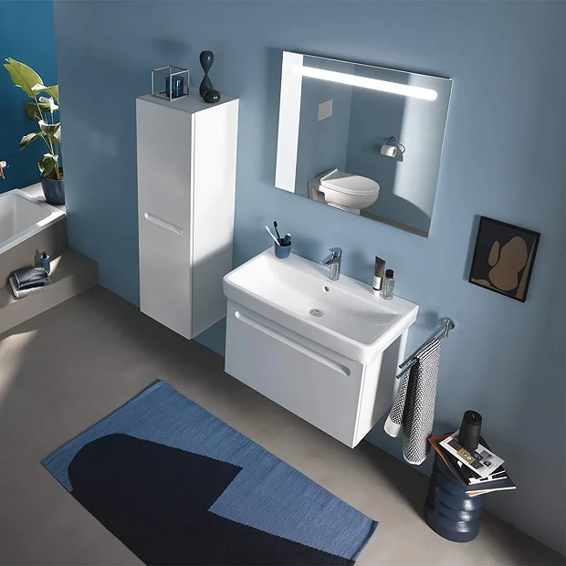 Duravit No.1 800mm White Matt 1-Drawer Wall Mounted Vanity Unit With Basin (Trap Cut-Out) 5 Duravit No.1 800mm White Matt 1-Drawer Wall Mounted Vanity Unit With Basin (Trap Cut-Out) - Image 3
