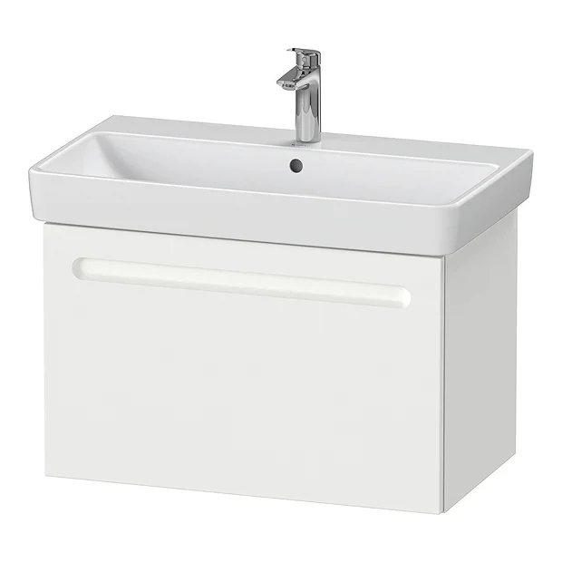 Duravit No.1 800mm White Matt 1-Drawer Wall Mounted Vanity Unit With Basin (Trap Cut-Out) 4 Duravit No.1 800mm White Matt 1-Drawer Wall Mounted Vanity Unit With Basin (Trap Cut-Out) - Image 2