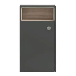 Haywood 600mm Gloss Grey / Driftwood Tall WC Unit With Open Shelf -Duravit Bathroom Shop nfc846 nd1