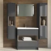 Haywood 1400mm Gloss Grey / Driftwood Wall Hung Tall Unit -Duravit Bathroom Shop nfc861 nd1