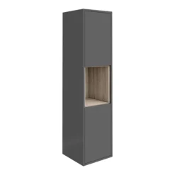Haywood 1400mm Gloss Grey / Driftwood Wall Hung Tall Unit -Duravit Bathroom Shop nfc861 nl
