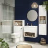 Haywood 1400mm Gloss White / Natural Oak Wall Hung Tall Unit -Duravit Bathroom Shop nfc961 d4