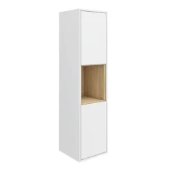 Haywood 1400mm Gloss White / Natural Oak Wall Hung Tall Unit -Duravit Bathroom Shop nfc961 l