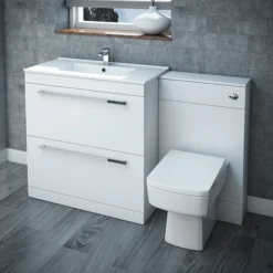 Nova 800mm Vanity Sink With Cabinet - Modern High Gloss White