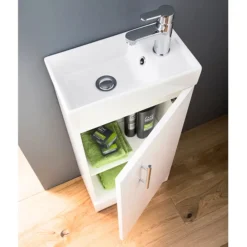 Nuie - Minimalist Compact Floor Standing Basin Unit W400 X D222mm - Gloss White