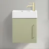 Odyssey Sage Wall Hung Cloakroom Vanity Unit - RH 450mm Wide With Brushed Brass Handle 2 Odyssey Sage Wall Hung Cloakroom Vanity Unit - RH 450mm Wide With Brushed Brass Handle -Duravit Bathroom Shop ody4vmsbbrh d2