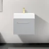 Odyssey Grey Wall Hung Vanity Unit - 600mm Wide With Brushed Brass Handle -Duravit Bathroom Shop ody6vmgbb d4