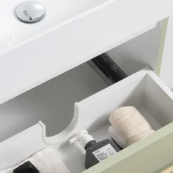 Odyssey Sage Wall Hung Vanity Unit - 600mm Wide With Brushed Brass Handle -Duravit Bathroom Shop ody6vmsbb d2