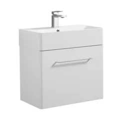 Odyssey White Wall Hung Vanity Unit - 600mm Wide With Chrome Handle -Duravit Bathroom Shop ody6vmwcp l