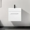 Odyssey White Wall Hung Vanity Unit - 600mm Wide With Matt Black Handle