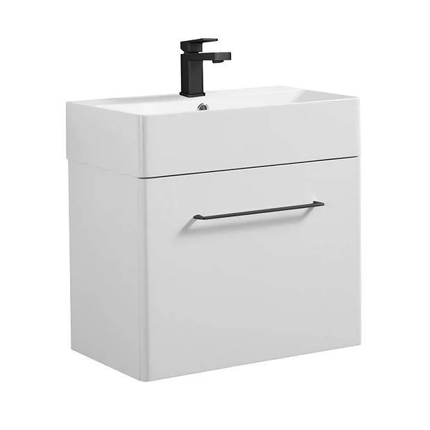 Odyssey White Wall Hung Vanity Unit - 600mm Wide With Matt Black Handle 4 Odyssey White Wall Hung Vanity Unit - 600mm Wide With Matt Black Handle - Image 2