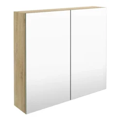 Brooklyn 800mm Natural Oak Bathroom Mirror Cabinet - 2 Door -Duravit Bathroom Shop off319 nl