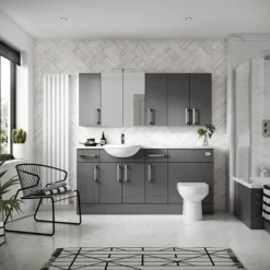 Hudson Reed 600x255mm Gloss Grey Compact Vanity Unit