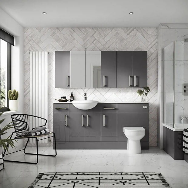 Hudson Reed 300x355mm Gloss Grey Full Depth 4 Drawer Unit 3 Hudson Reed 300x355mm Gloss Grey Full Depth 4 Drawer Unit