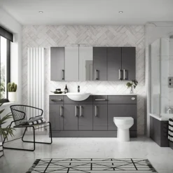 Hudson Reed 600x355mm Gloss Grey Full Depth WC Unit