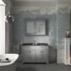 Old London 1200mm Cabinet & Double Bowl Black Marble Top - Storm Grey -Duravit Bathroom Shop olbm12sg d2