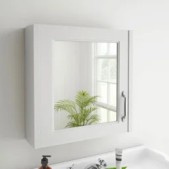 York Traditional White Ash 1 Door Mirror Cabinet (600 X 162mm)