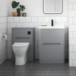 Nuie Elbe Satin Grey 600mm Floor Standing 2-Drawer Vanity Unit -Duravit Bathroom Shop par201a d1