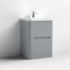 Nuie Elbe Satin Grey 600mm Floor Standing 2-Drawer Vanity Unit