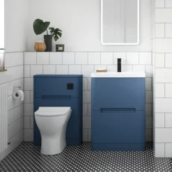 Nuie Elbe Satin Blue 600mm Floor Standing 2-Drawer Vanity Unit