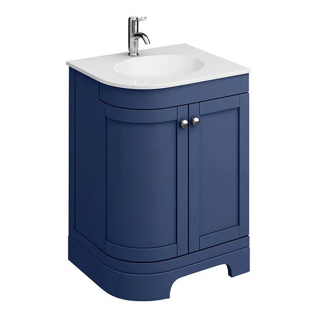 Period Bathroom Co. 610mm RH Offset Vanity Unit With White Stone Resin Basin - Cobalt Blue 3 Period Bathroom Co. 610mm RH Offset Vanity Unit With White Stone Resin Basin - Cobalt Blue