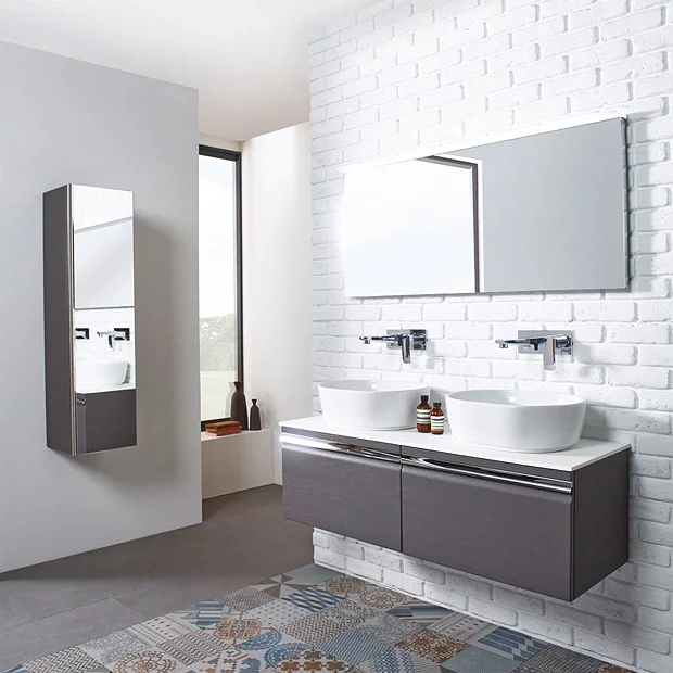 Roper Rhodes Pursuit Wall Hung Countertop Vanity Unit - Charcoal Elm - 1200mm Solid Worktop 3 Roper Rhodes Pursuit Wall Hung Countertop Vanity Unit - Charcoal Elm - 1200mm Solid Worktop