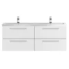 Hudson Reed 1440mm Gloss White Quartet Double Basin Vanity Unit 1 Hudson Reed 1440mm Gloss White Quartet Double Basin Vanity Unit -Duravit Bathroom Shop qua001 nd1