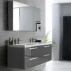 Hudson Reed 1440mm Gloss Grey Quartet Double Basin Vanity Unit -Duravit Bathroom Shop qua002 detail1n
