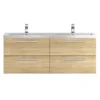 Hudson Reed 1440mm Natural Oak Quartet Double Basin Vanity Unit 2 Hudson Reed 1440mm Natural Oak Quartet Double Basin Vanity Unit -Duravit Bathroom Shop qua004 detail1