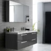 Hudson Reed 1350mm Gloss Grey 3 Door Mirror Cabinet 1 Hudson Reed 1350mm Gloss Grey 3 Door Mirror Cabinet -Duravit Bathroom Shop qua010 detail2