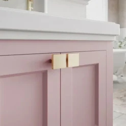 Burlington Riviera Matt Pink 580mm Vanity Unit With Square Basin -Duravit Bathroom Shop rivierapink2
