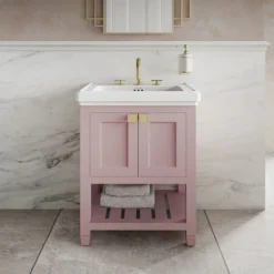 Burlington Riviera Matt Pink 580mm Vanity Unit With Square Basin