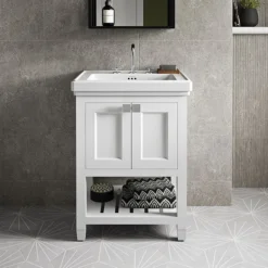 Burlington Riviera Matt White 580mm Vanity Unit With Square Basin -Duravit Bathroom Shop rivierawhite1