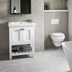 Burlington Riviera Matt White 580mm Vanity Unit With Square Basin
