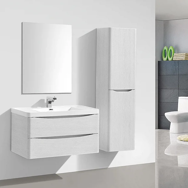 Monza White Ash 900mm Wide Wall Mounted Vanity Unit 8 Monza White Ash 900mm Wide Wall Mounted Vanity Unit - Image 6