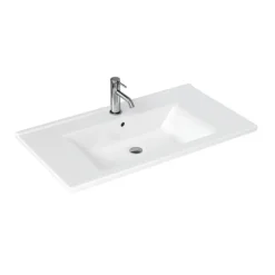 Britton Shoreditch 850mm Wall-Hung Single Drawer Vanity Unit With Black Handle - Matt Grey -Duravit Bathroom Shop s85sdwsq 3