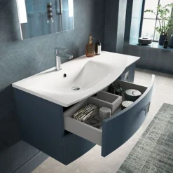 Hudson Reed Sarenna 1000mm Wall Hung Cabinet & Basin - Mineral Blue -Duravit Bathroom Shop sar102l d1